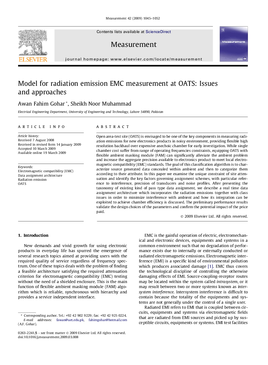 Model for radiation emission EMC measurement at OATS: Issues and approaches