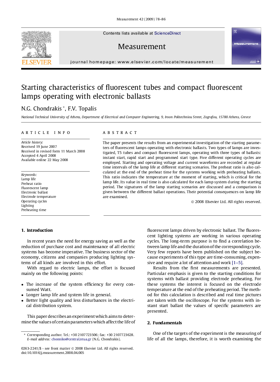 Starting characteristics of fluorescent tubes and compact fluorescent lamps operating with electronic ballasts