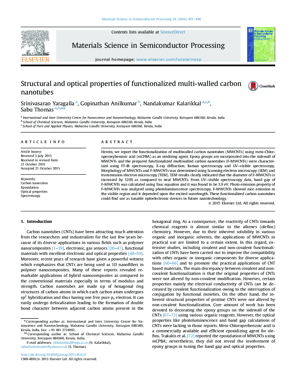 Structural and optical properties of functionalized multi-walled carbon nanotubes