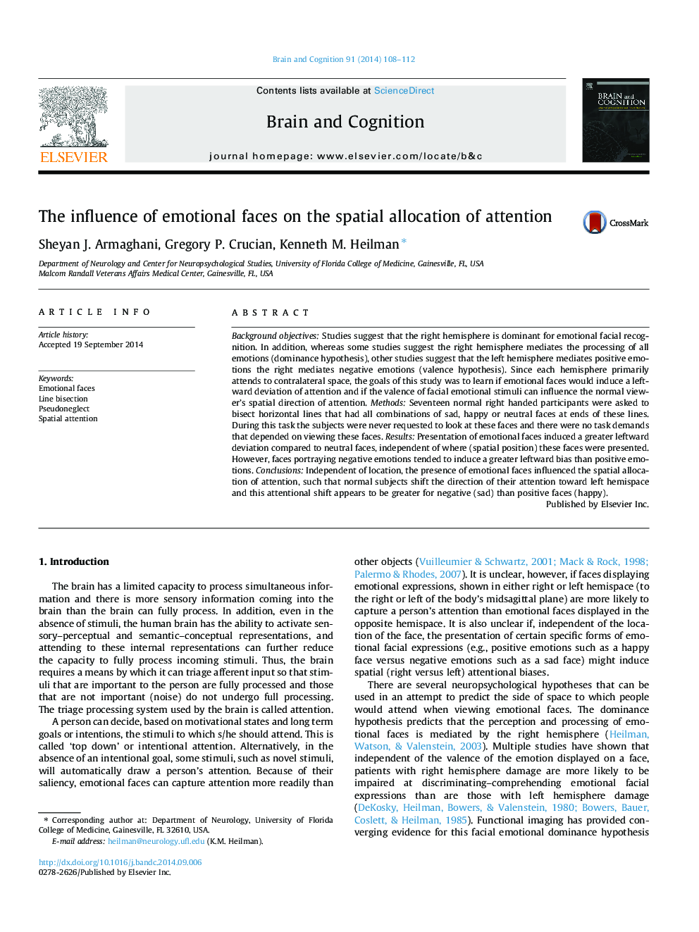 The influence of emotional faces on the spatial allocation of attention