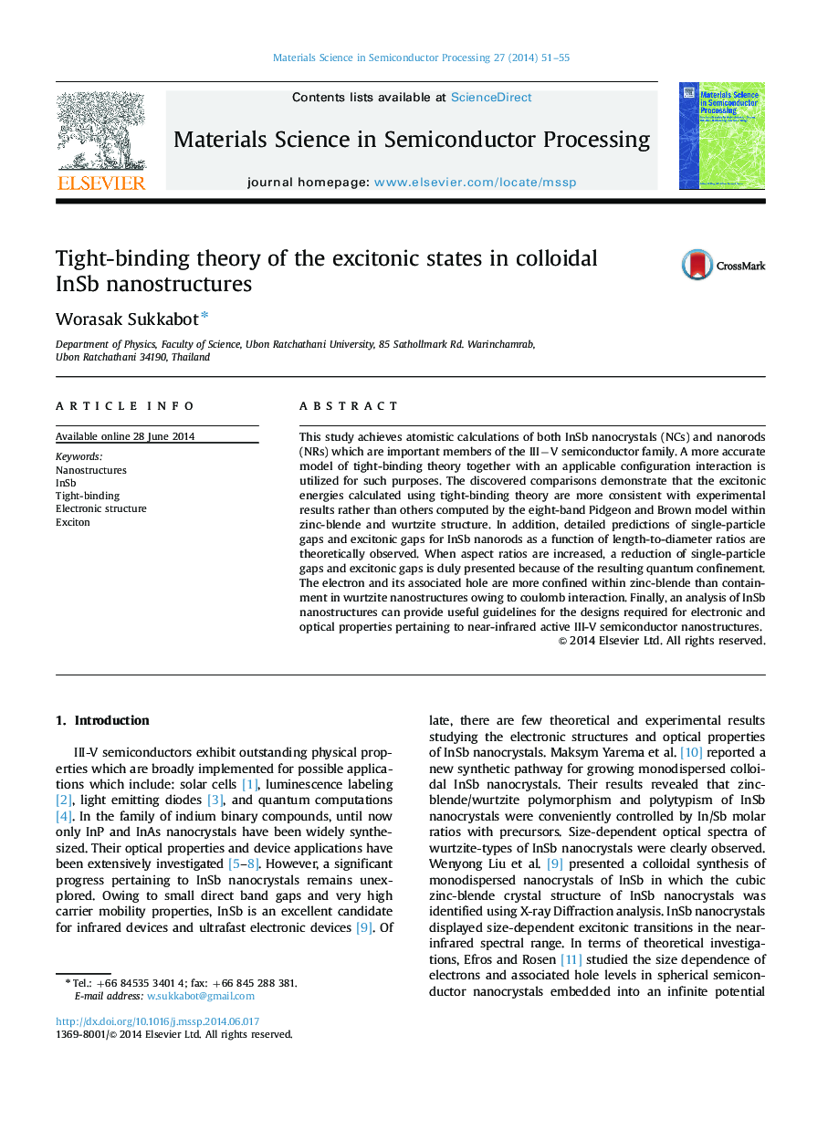 Tight-binding theory of the excitonic states in colloidal InSb nanostructures