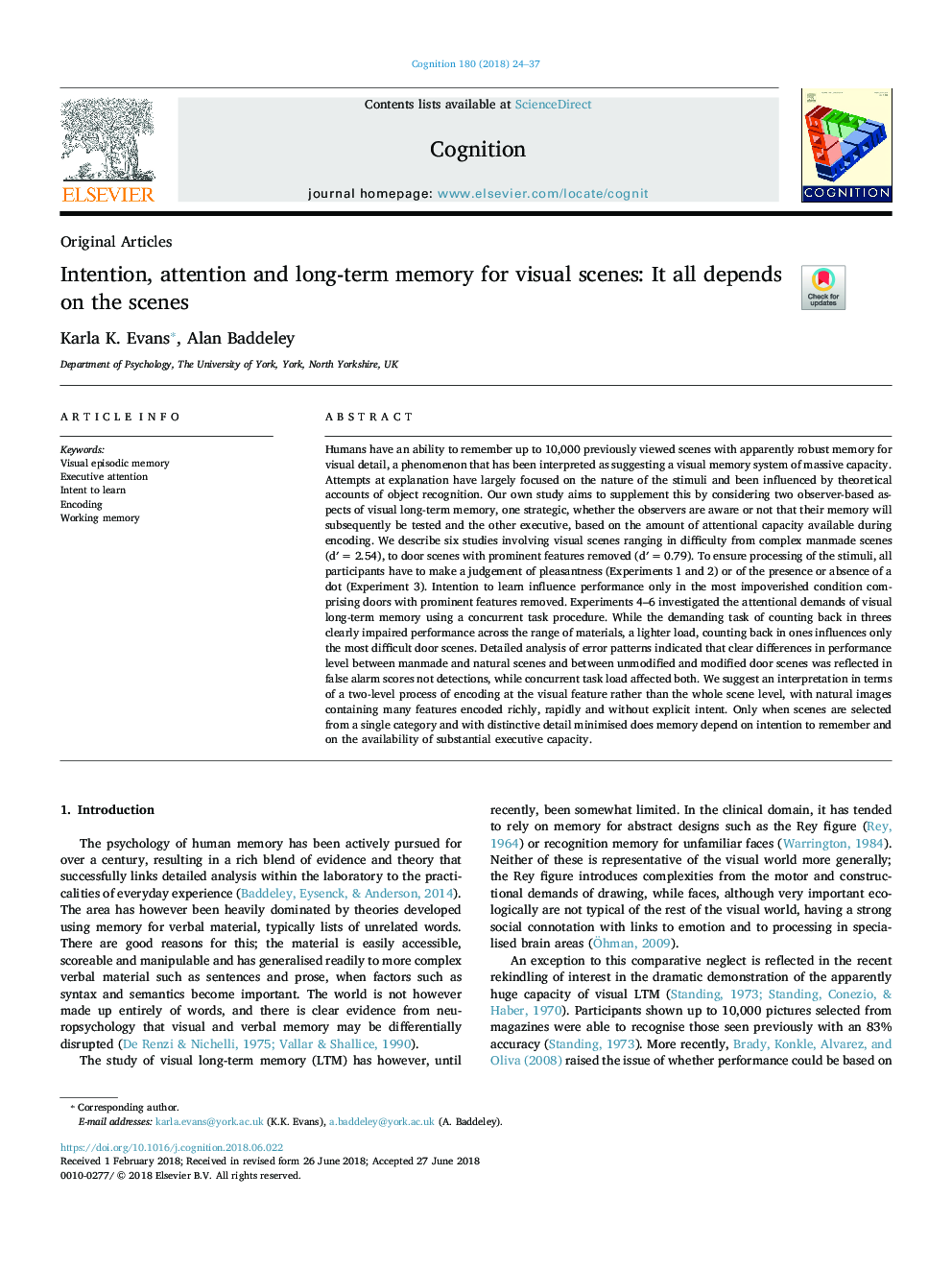 Intention, attention and long-term memory for visual scenes: It all depends on the scenes