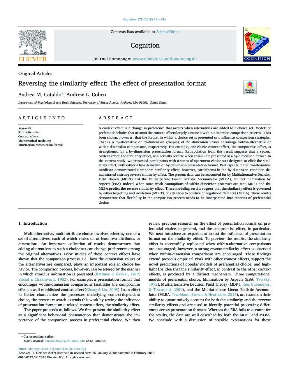 Reversing the similarity effect: The effect of presentation format