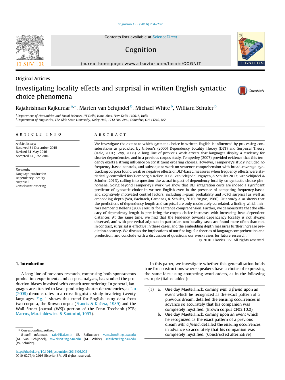 Investigating locality effects and surprisal in written English syntactic choice phenomena