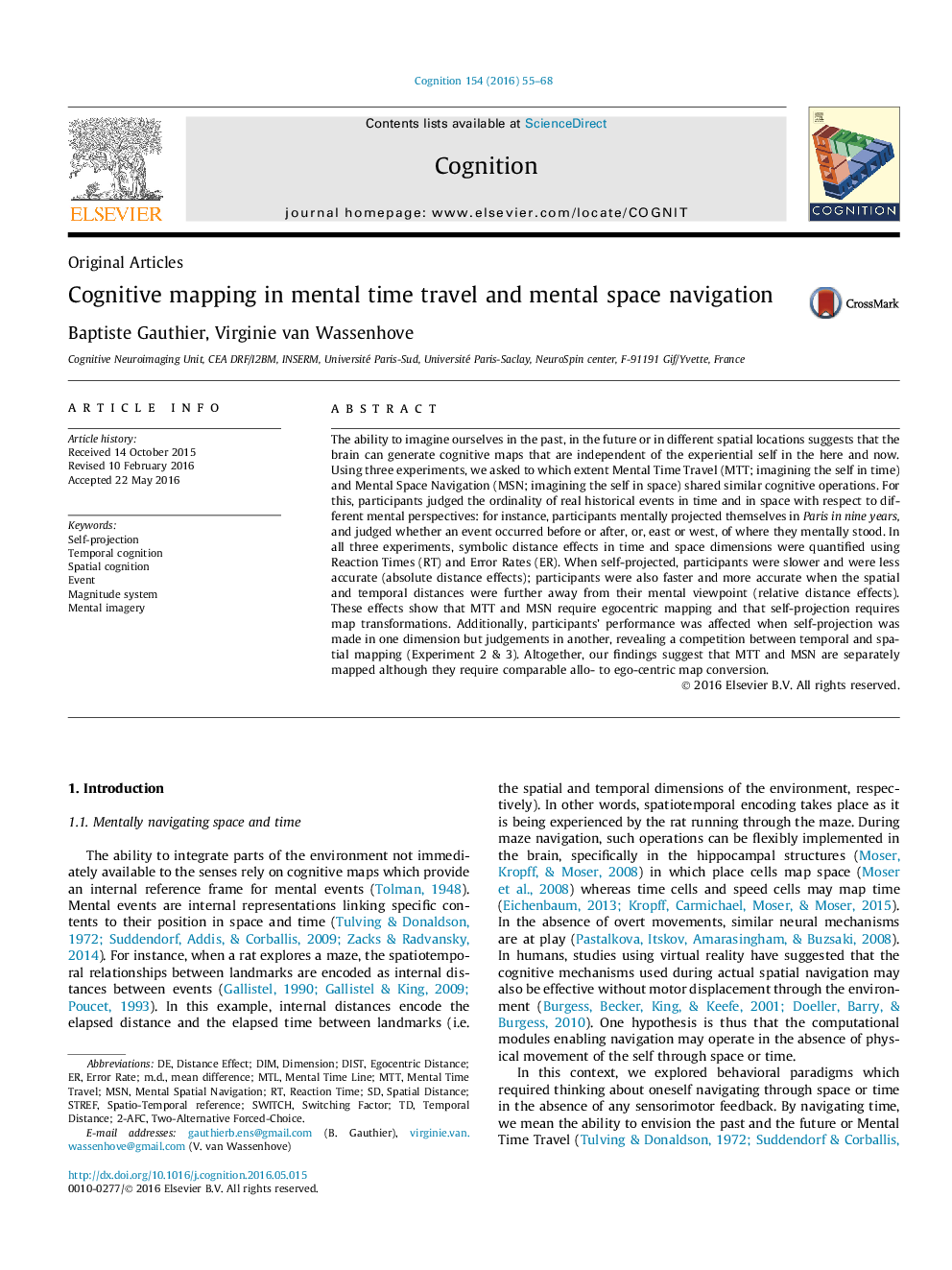 Cognitive mapping in mental time travel and mental space navigation