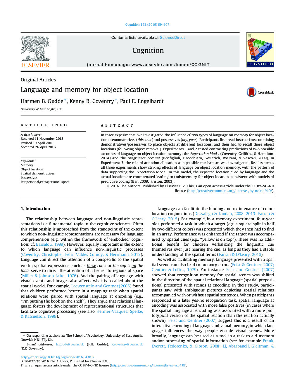 Language and memory for object location