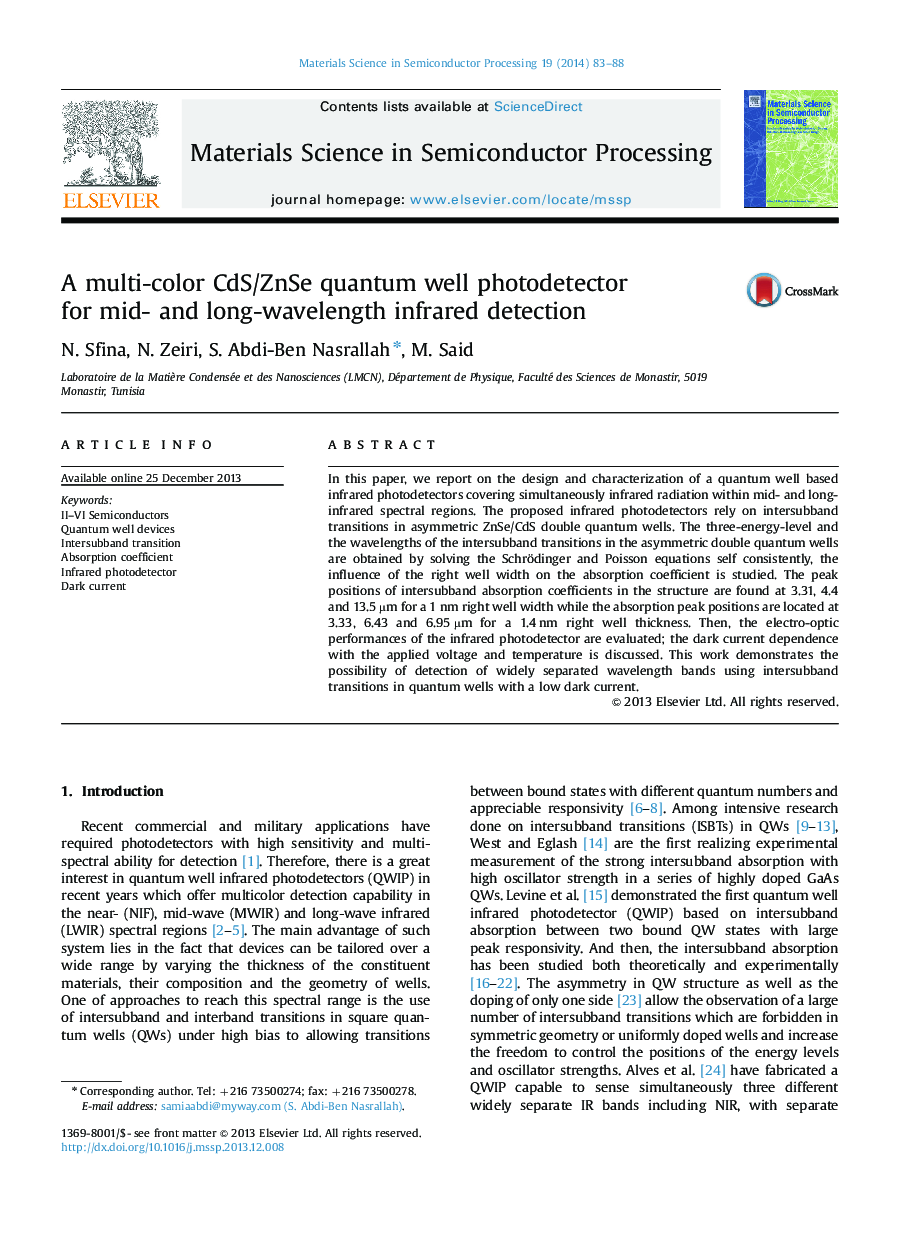 A multi-color CdS/ZnSe quantum well photodetector for mid- and long-wavelength infrared detection