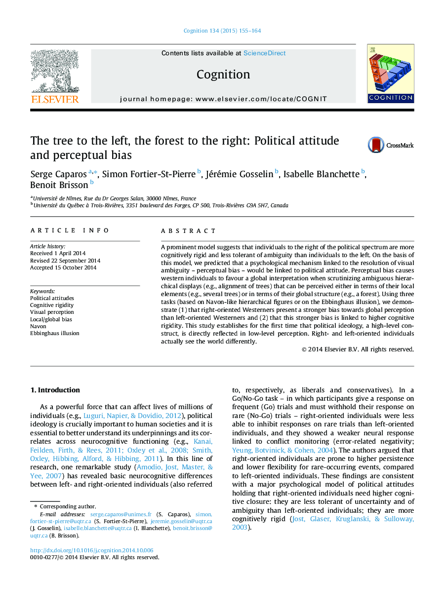 The tree to the left, the forest to the right: Political attitude and perceptual bias