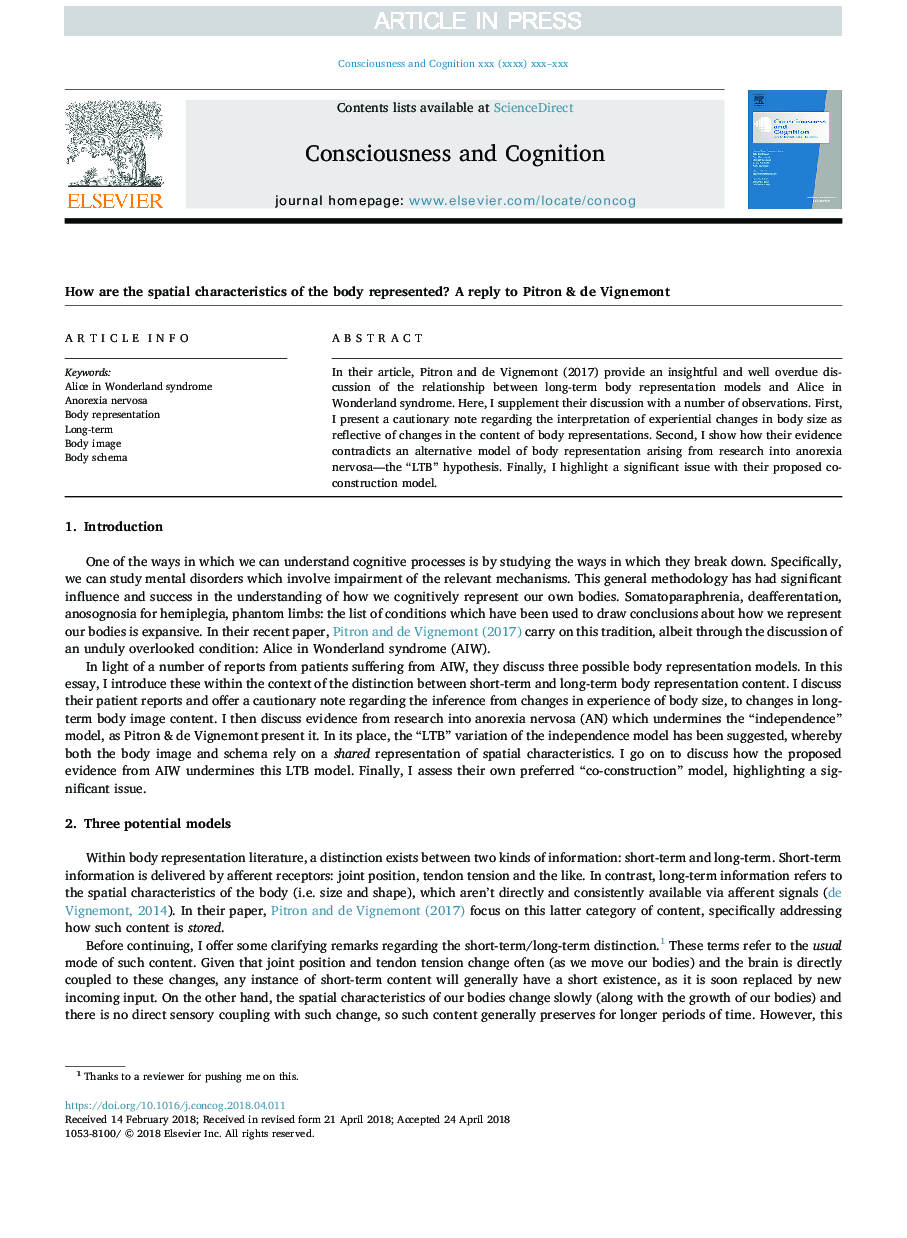 How are the spatial characteristics of the body represented? A reply to Pitron & de Vignemont