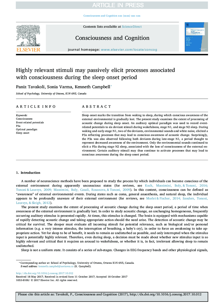 Highly relevant stimuli may passively elicit processes associated with consciousness during the sleep onset period