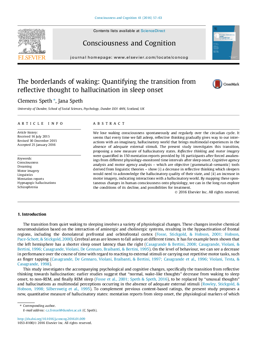 The borderlands of waking: Quantifying the transition from reflective thought to hallucination in sleep onset