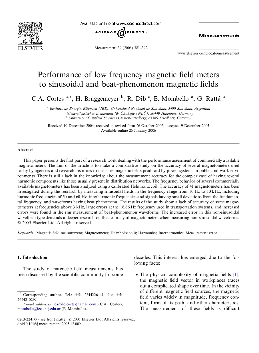 Performance of low frequency magnetic field meters to sinusoidal and beat-phenomenon magnetic fields