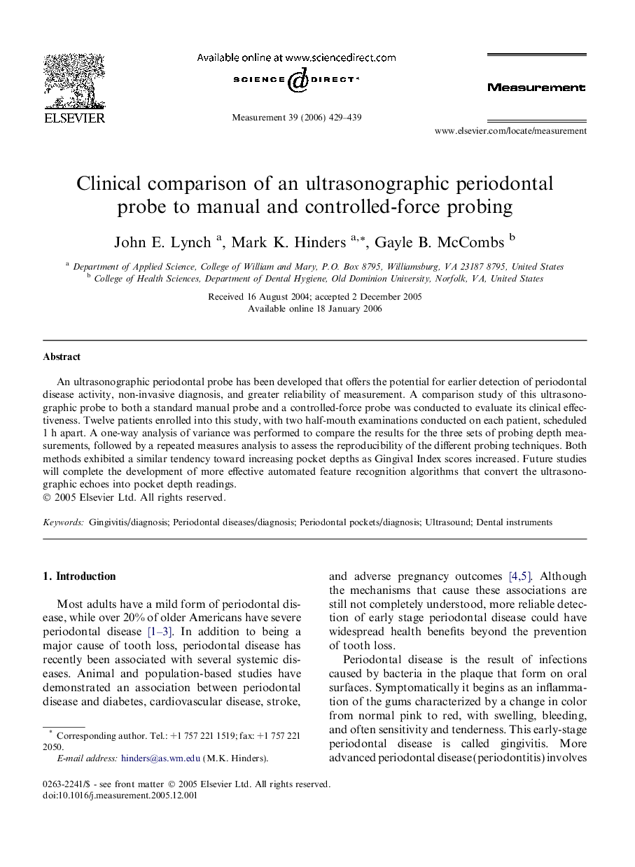 Clinical comparison of an ultrasonographic periodontal probe to manual and controlled-force probing