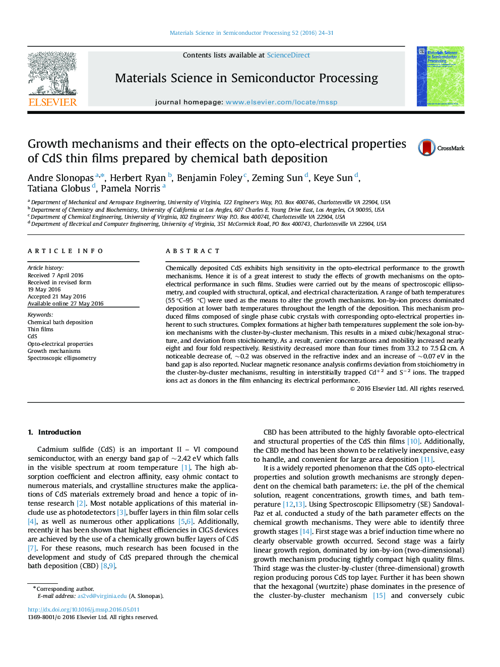 Growth mechanisms and their effects on the opto-electrical properties of CdS thin films prepared by chemical bath deposition