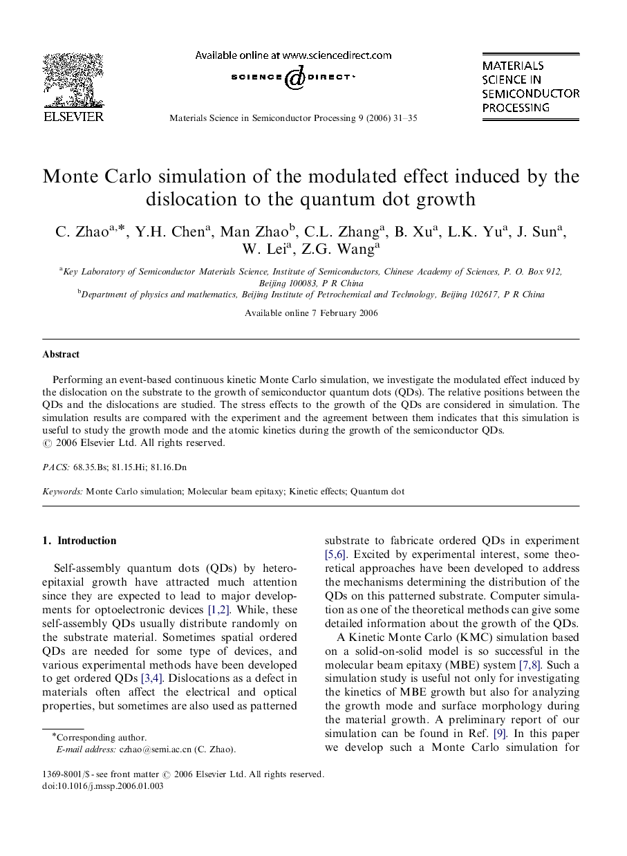 Monte Carlo simulation of the modulated effect induced by the dislocation to the quantum dot growth