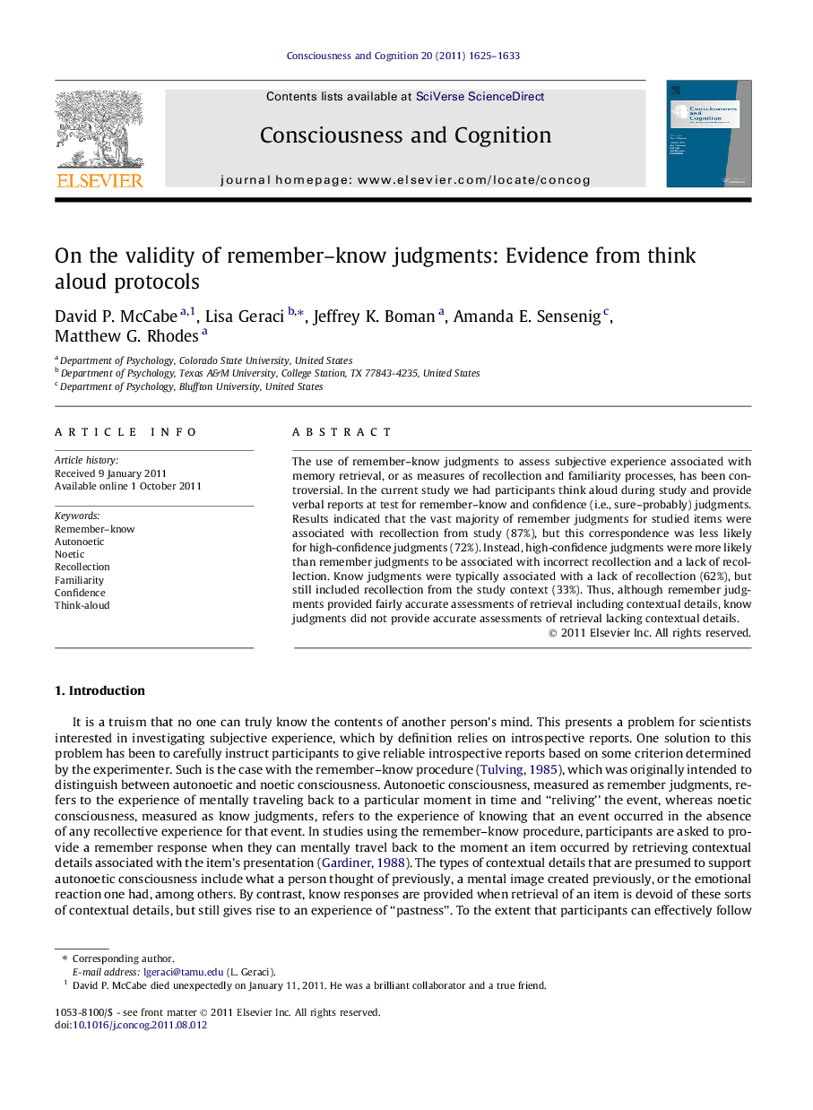 On the validity of remember-know judgments: Evidence from think aloud protocols