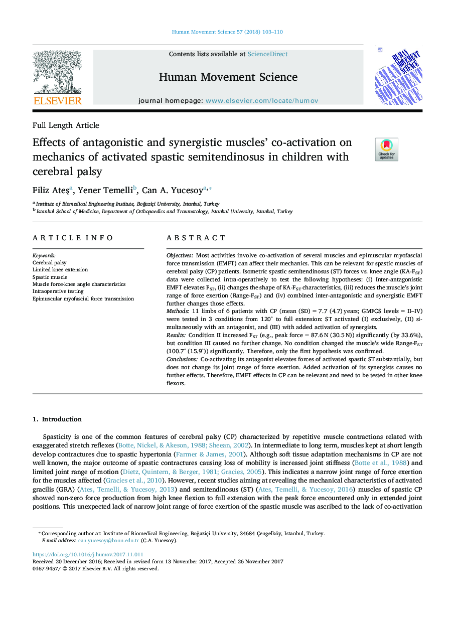 اثر فعال سازی همزمان عضلات آنتاگونیست و سینرژیک بر روی مکانیک اسپرماتوسیت ساپورت فعال در کودکان مبتلا به فلج مغزی 