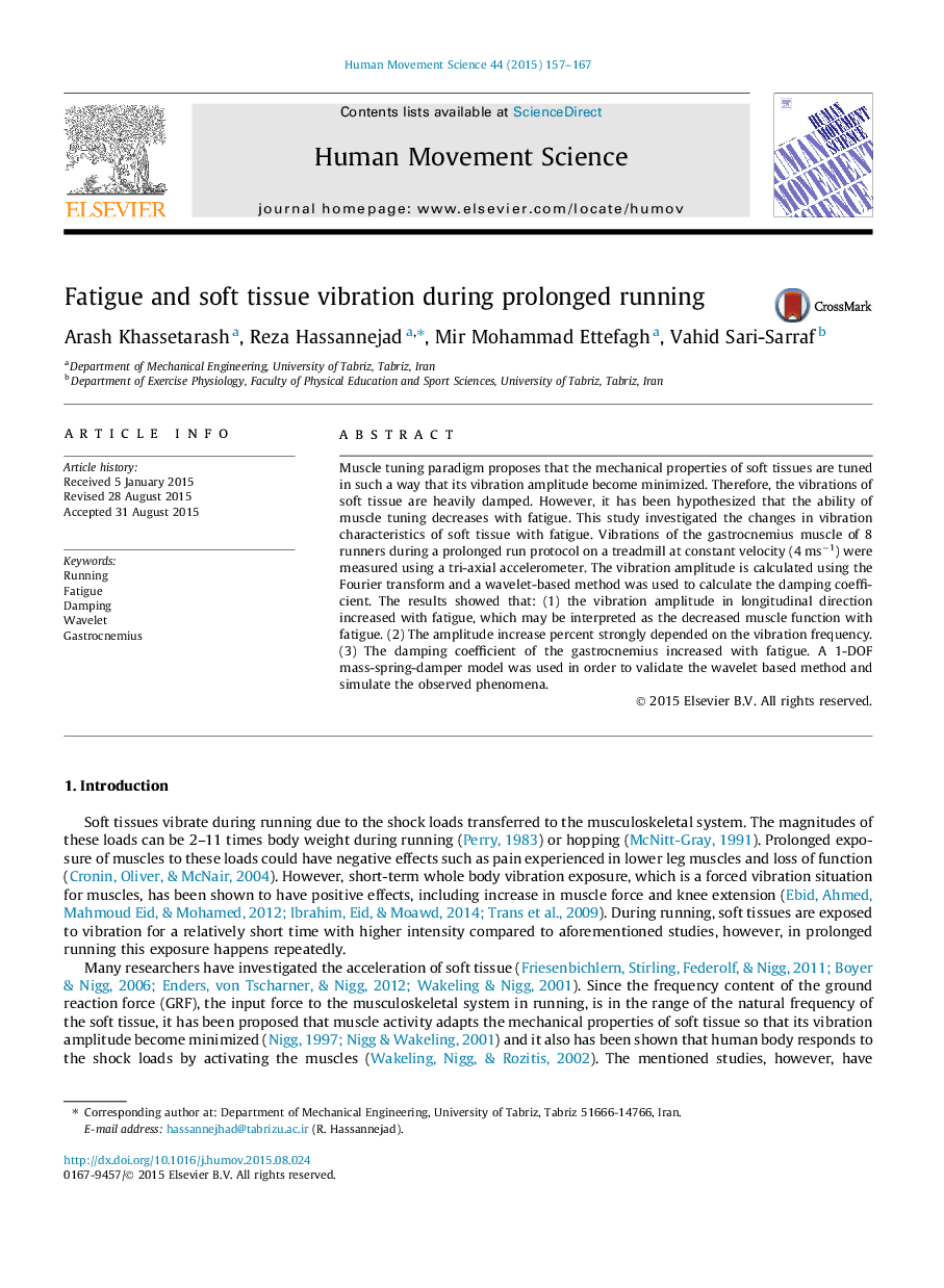 Fatigue and soft tissue vibration during prolonged running