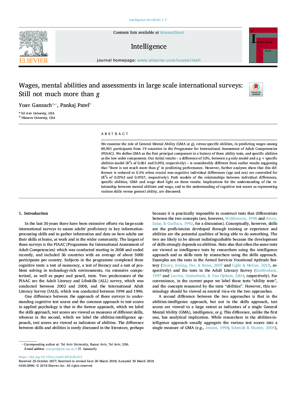 Wages, mental abilities and assessments in large scale international surveys: Still not much more than g
