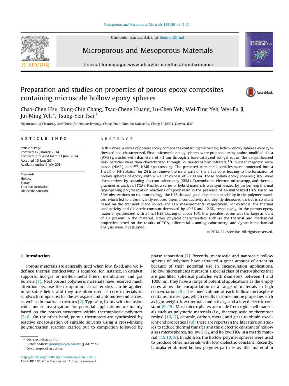 Preparation and studies on properties of porous epoxy composites containing microscale hollow epoxy spheres