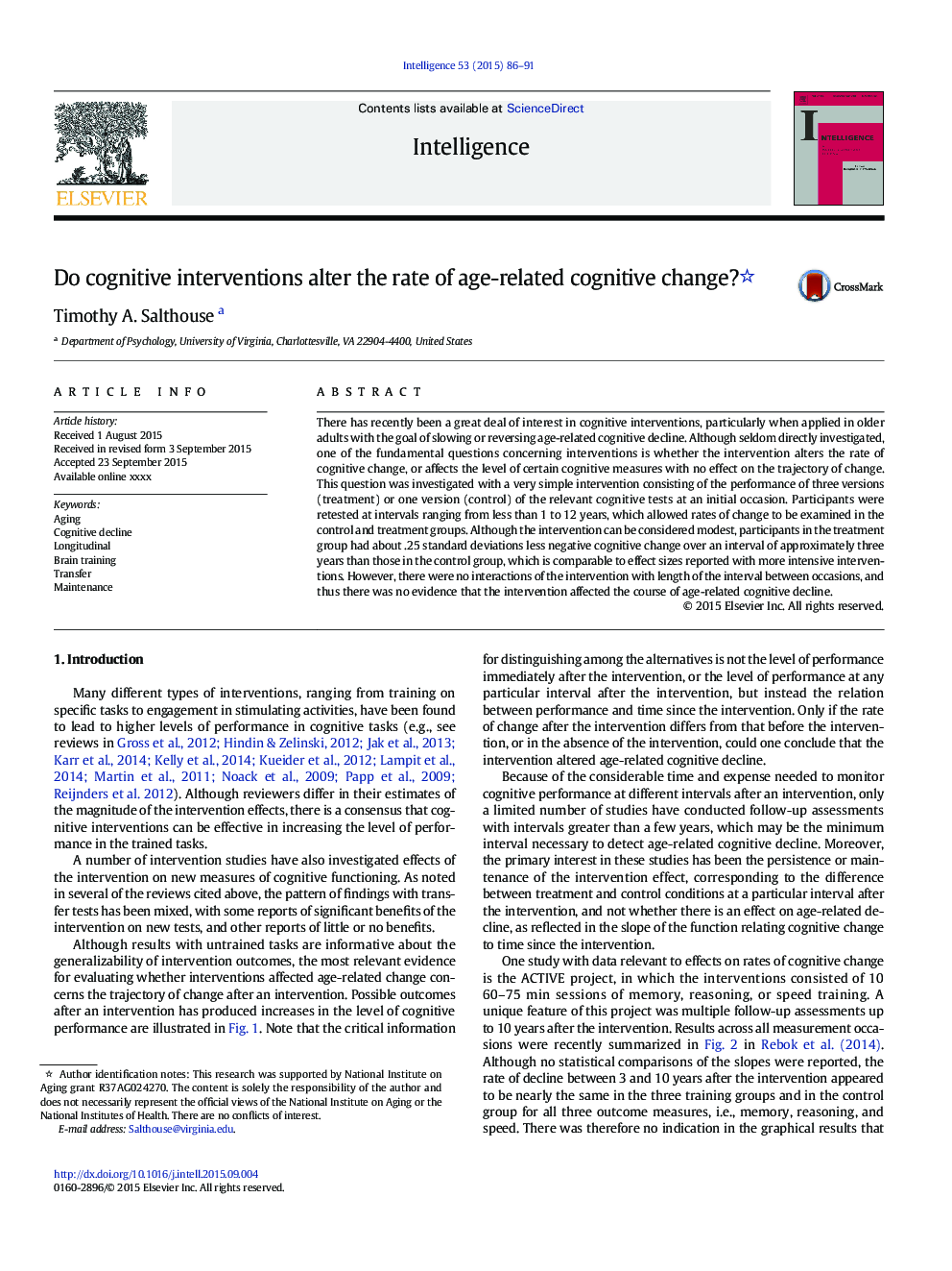 Do cognitive interventions alter the rate of age-related cognitive change?