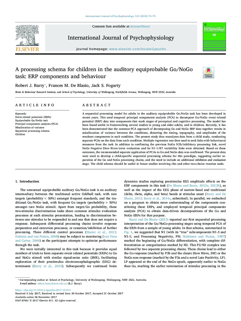 A processing schema for children in the auditory equiprobable Go/NoGo task: ERP components and behaviour