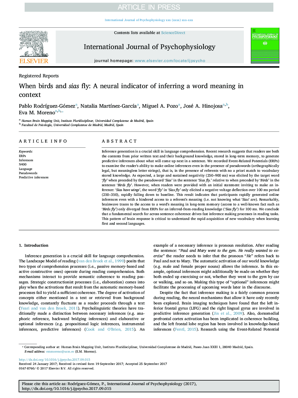 When birds and sias fly: A neural indicator of inferring a word meaning in context