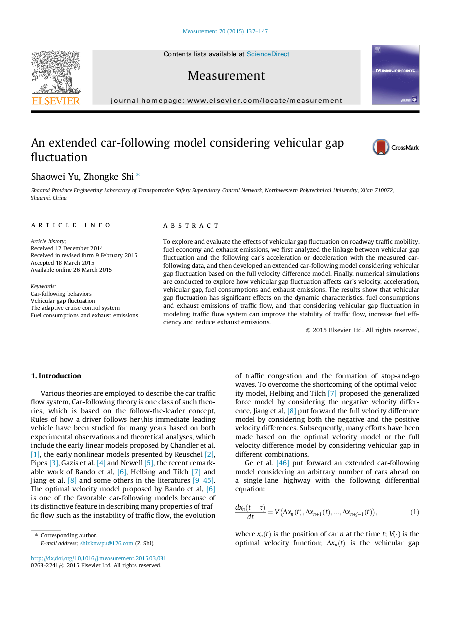 An extended car-following model considering vehicular gap fluctuation