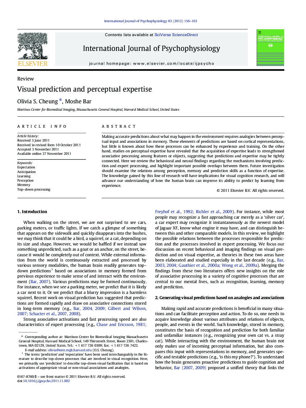 Visual prediction and perceptual expertise