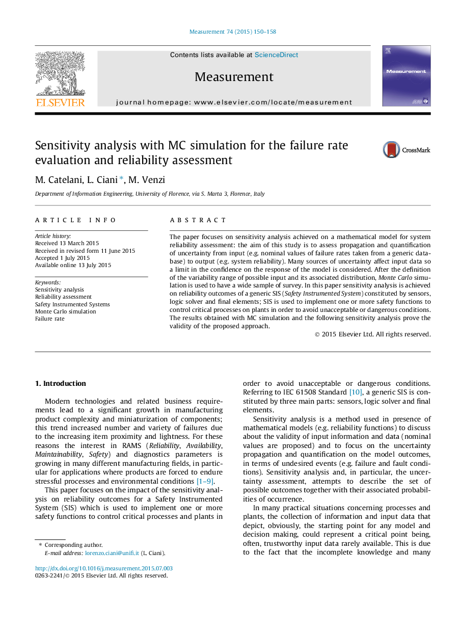 Sensitivity analysis with MC simulation for the failure rate evaluation and reliability assessment