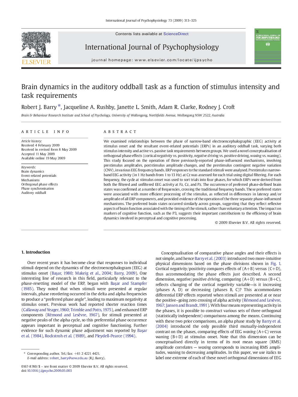 Brain dynamics in the auditory oddball task as a function of stimulus intensity and task requirements