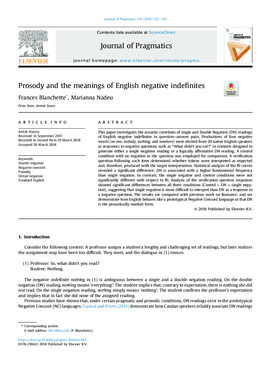 Prosody and the meanings of English negative indefinites