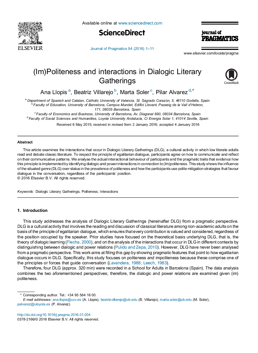 (Im)Politeness and interactions in Dialogic Literary Gatherings