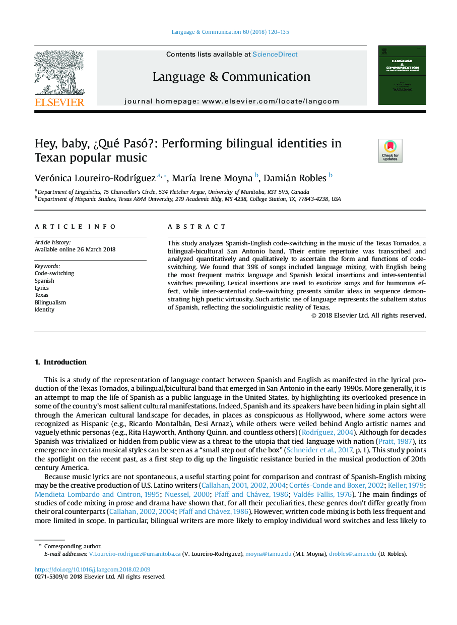 Hey, baby, Â¿Qué Pasó?: Performing bilingual identities in Texan popular music