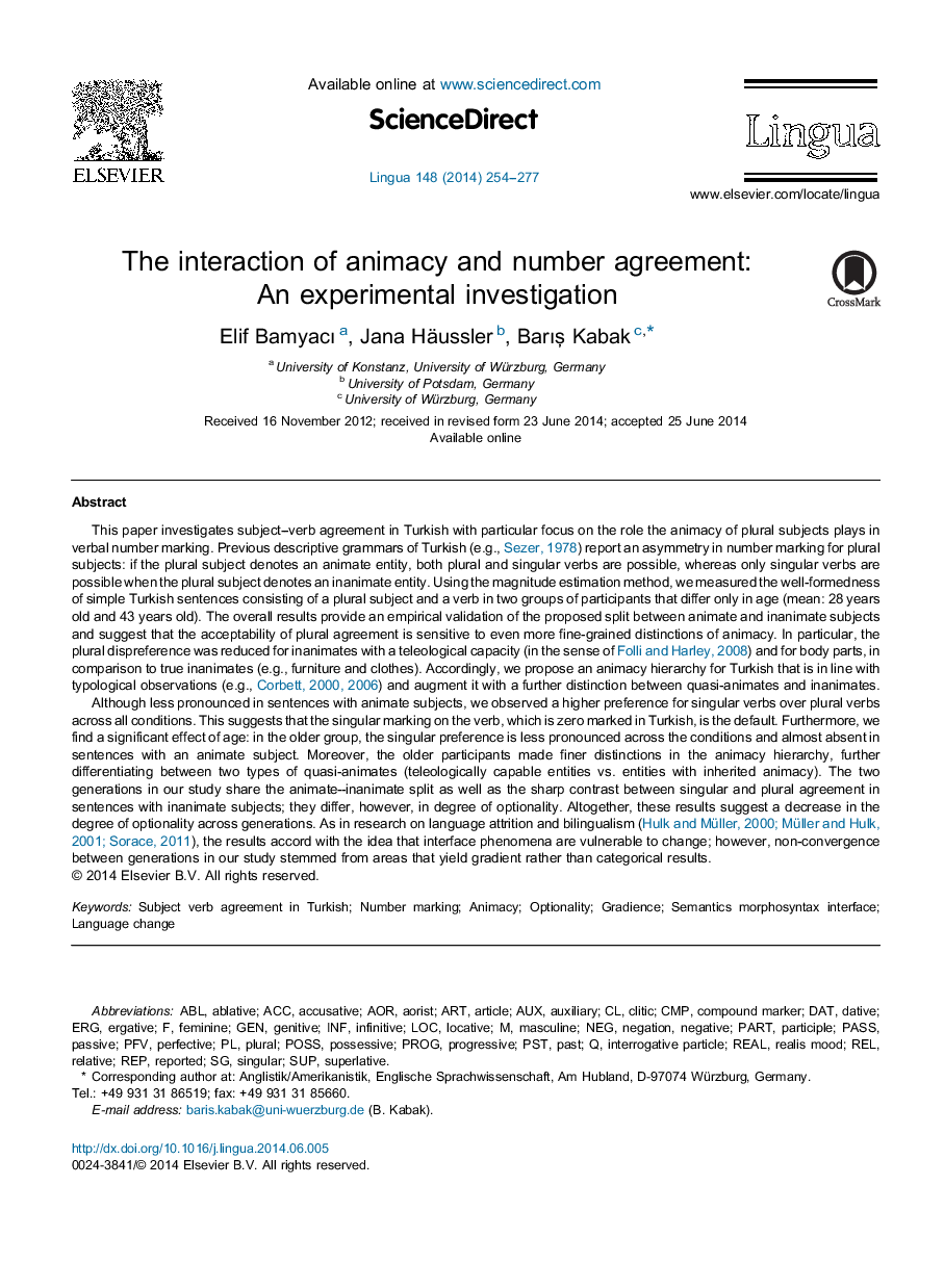 The interaction of animacy and number agreement: An experimental investigation