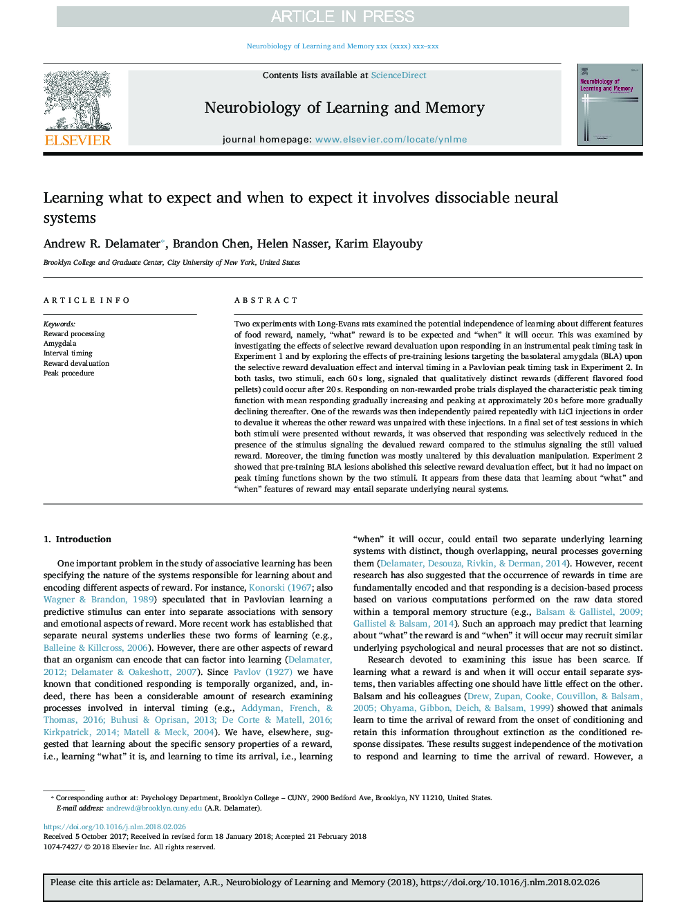 Learning what to expect and when to expect it involves dissociable neural systems