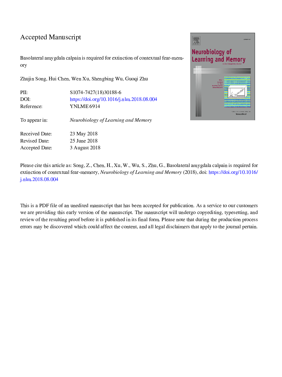 Basolateral amygdala calpain is required for extinction of contextual fear-memory