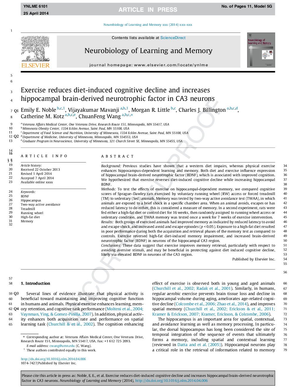 Exercise reduces diet-induced cognitive decline and increases hippocampal brain-derived neurotrophic factor in CA3 neurons