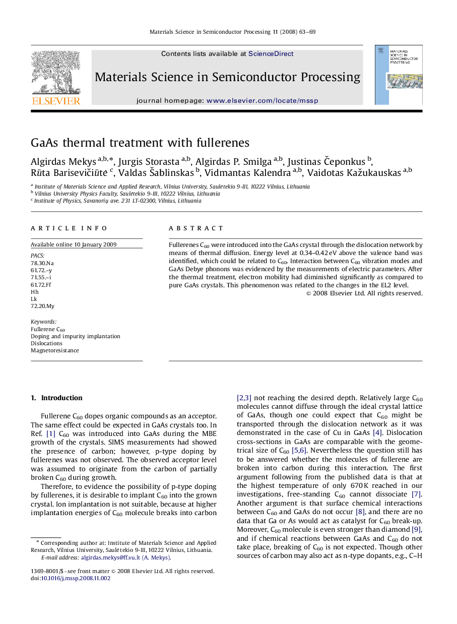 GaAs thermal treatment with fullerenes