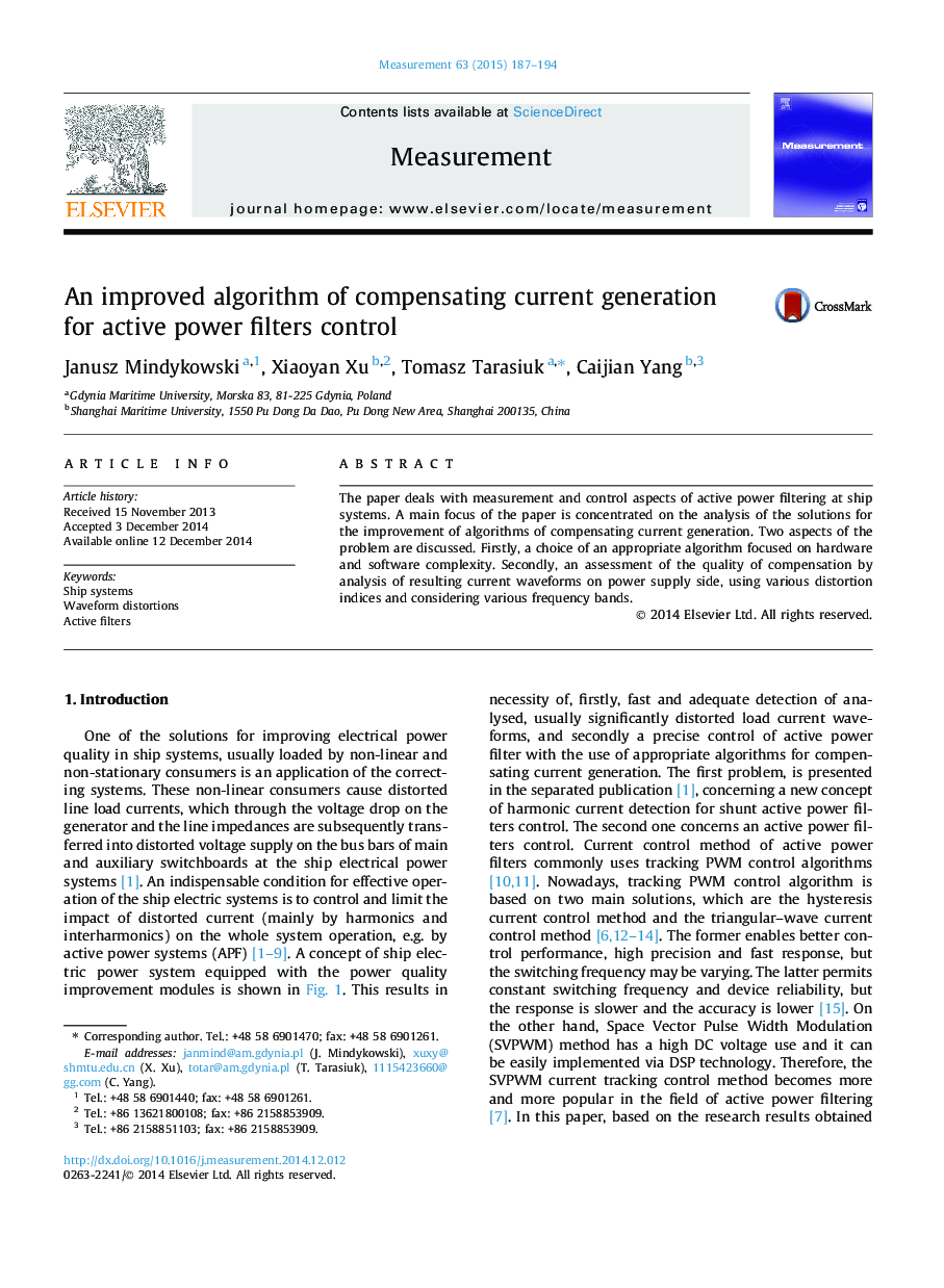 An improved algorithm of compensating current generation for active power filters control