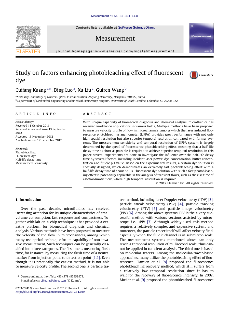 Study on factors enhancing photobleaching effect of fluorescent dye