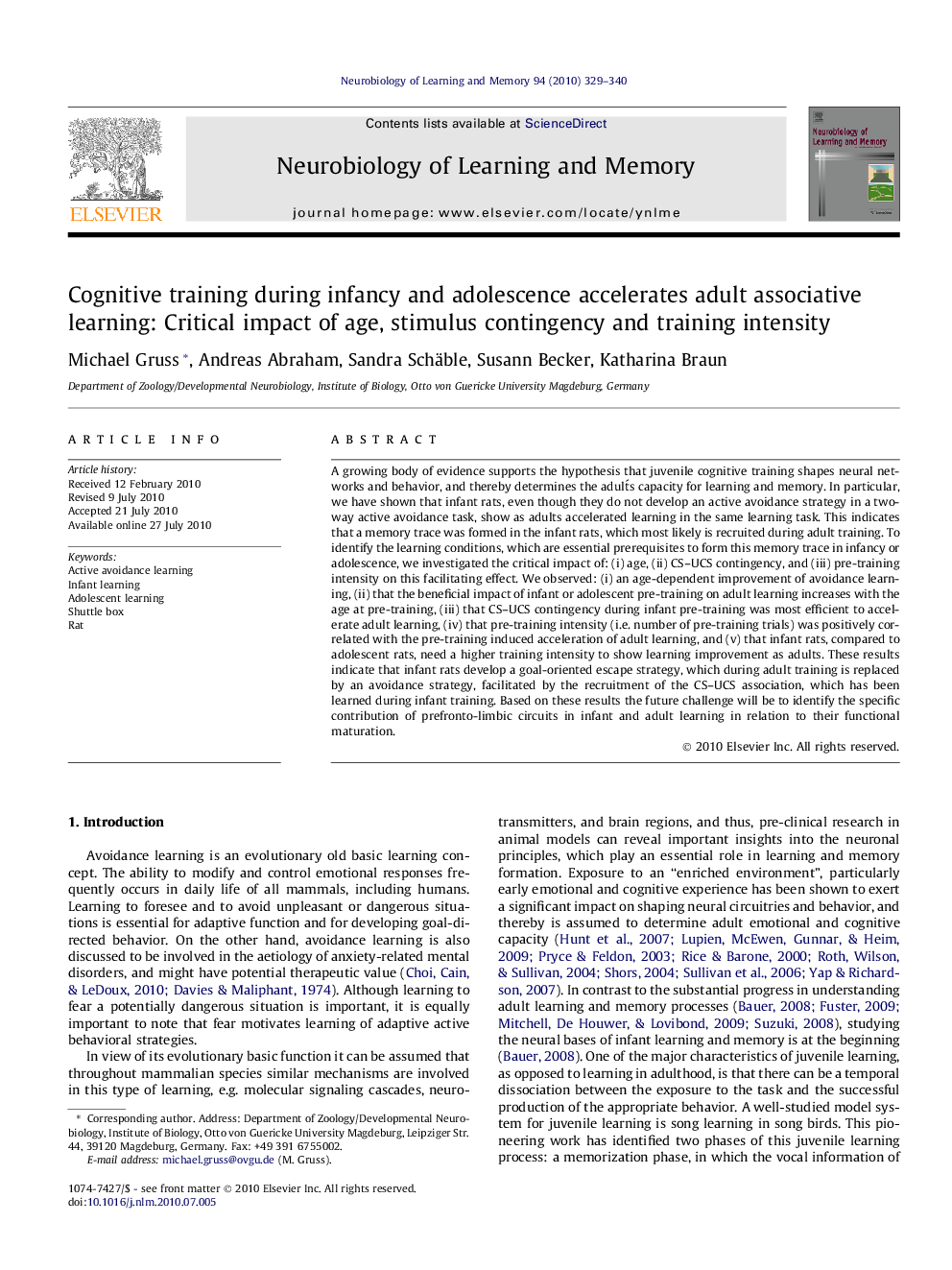 Cognitive training during infancy and adolescence accelerates adult associative learning: Critical impact of age, stimulus contingency and training intensity