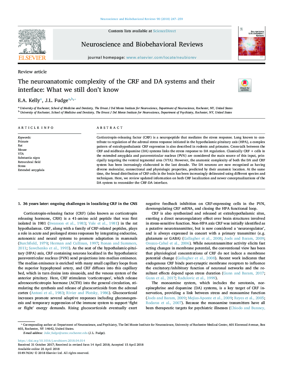 The neuroanatomic complexity of the CRF and DA systems and their interface: What we still don't know