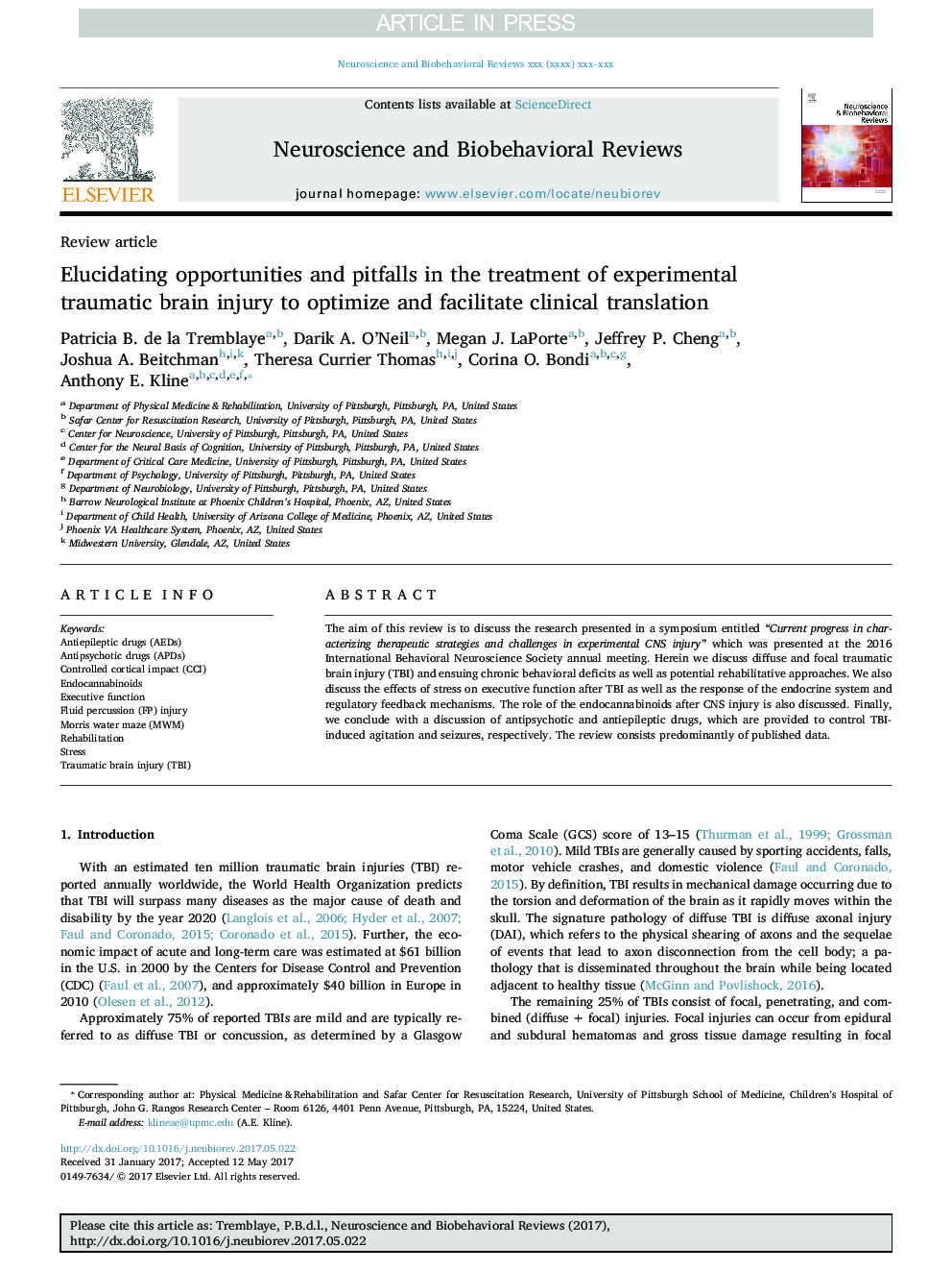 Elucidating opportunities and pitfalls in the treatment of experimental traumatic brain injury to optimize and facilitate clinical translation