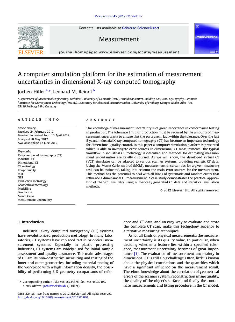 A computer simulation platform for the estimation of measurement uncertainties in dimensional X-ray computed tomography