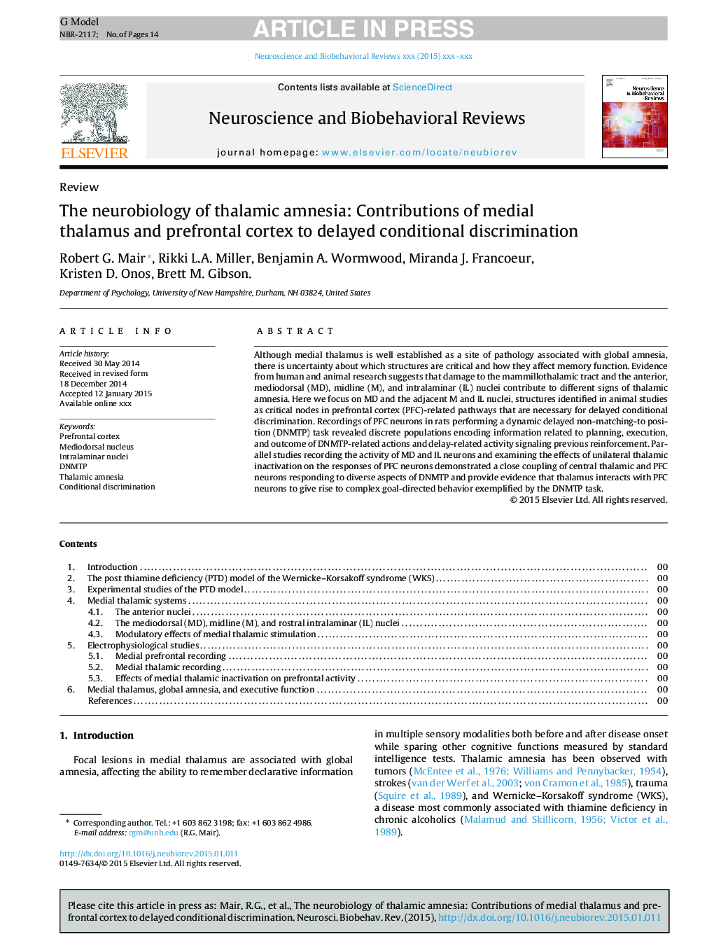 The neurobiology of thalamic amnesia: Contributions of medial thalamus and prefrontal cortex to delayed conditional discrimination