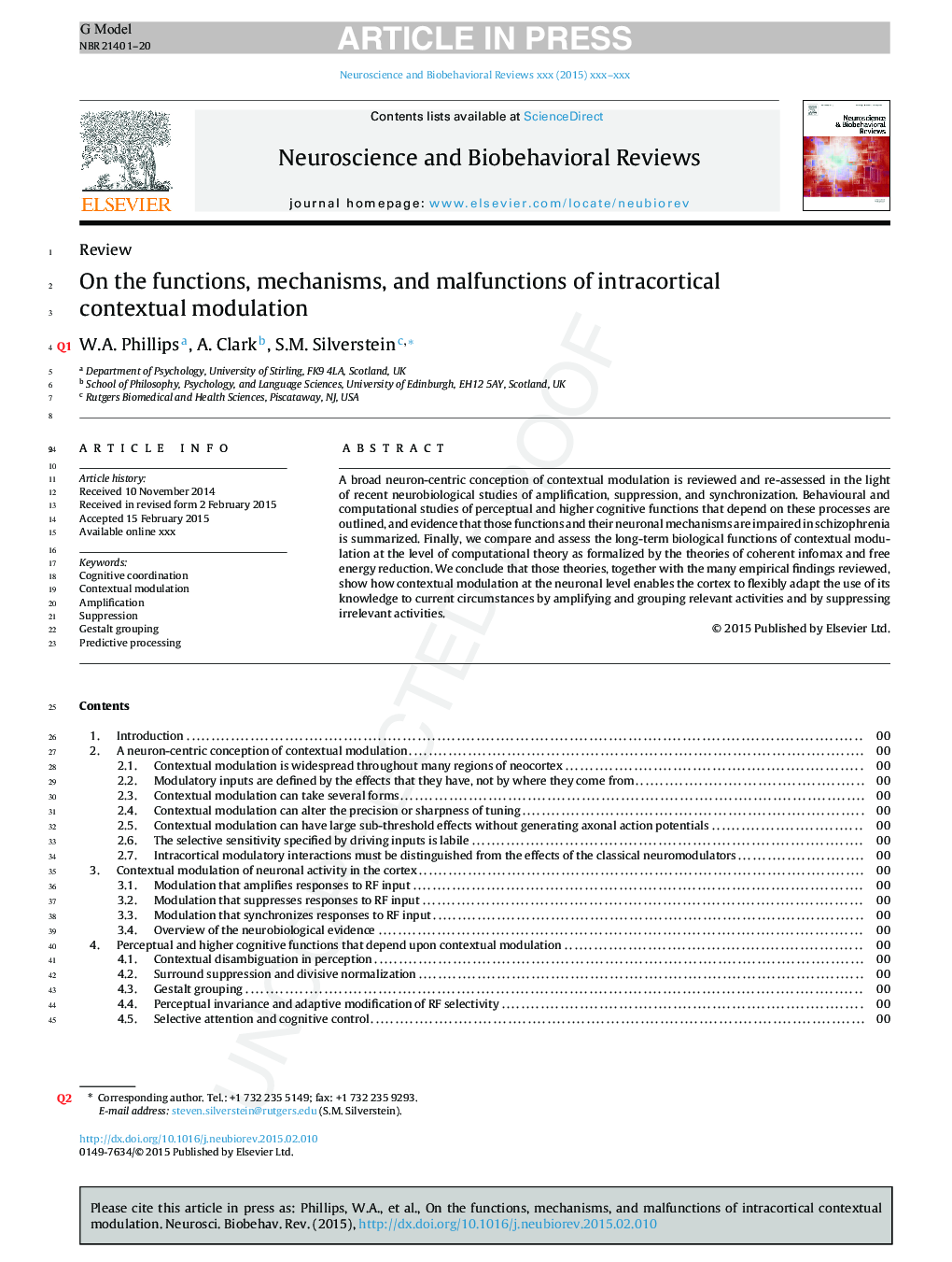 On the functions, mechanisms, and malfunctions of intracortical contextual modulation