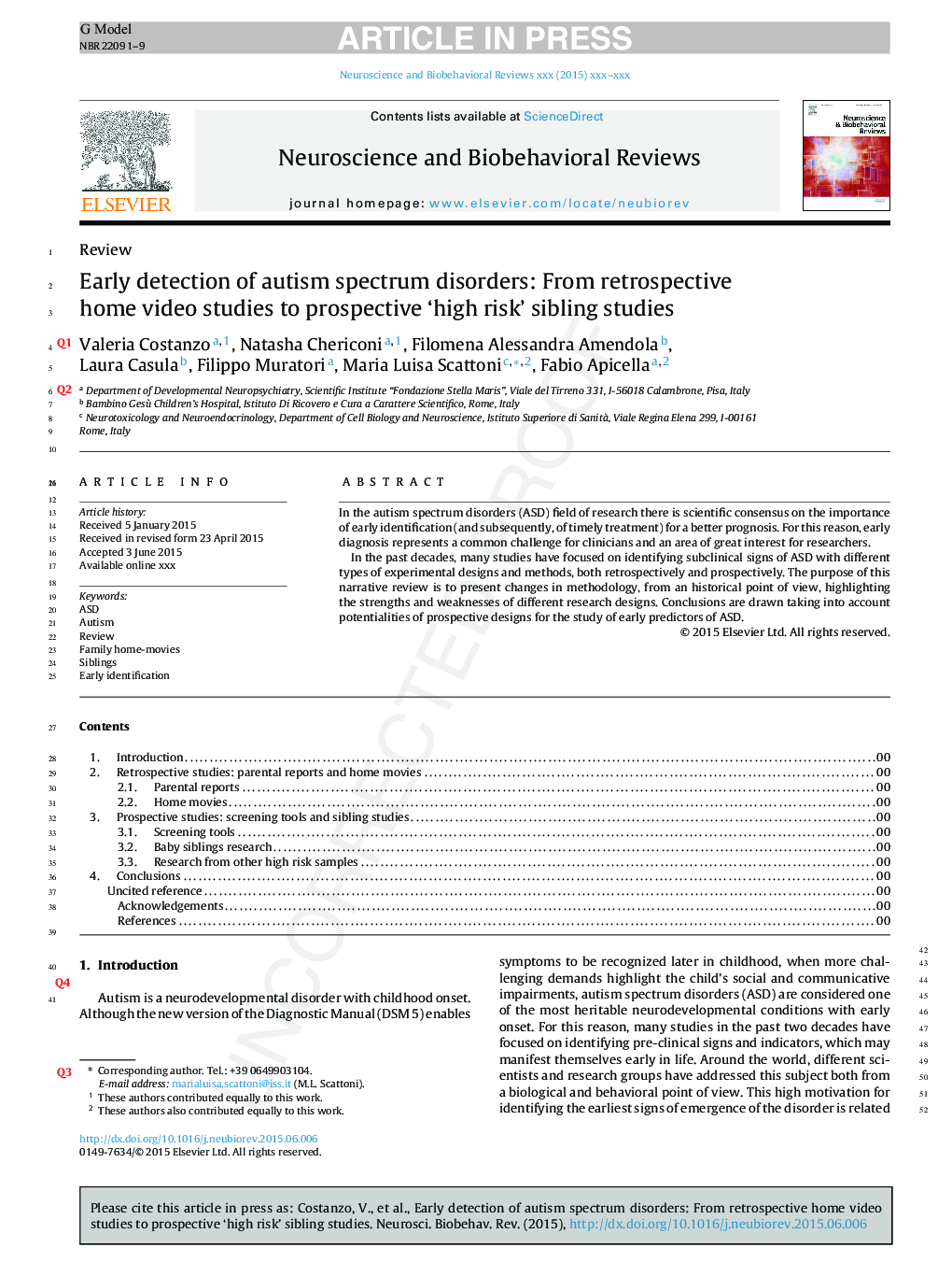 Early detection of autism spectrum disorders: From retrospective home video studies to prospective 'high risk' sibling studies