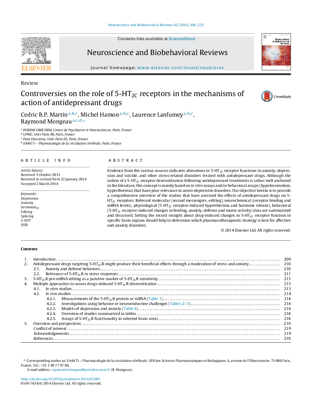 Controversies on the role of 5-HT2C receptors in the mechanisms of action of antidepressant drugs