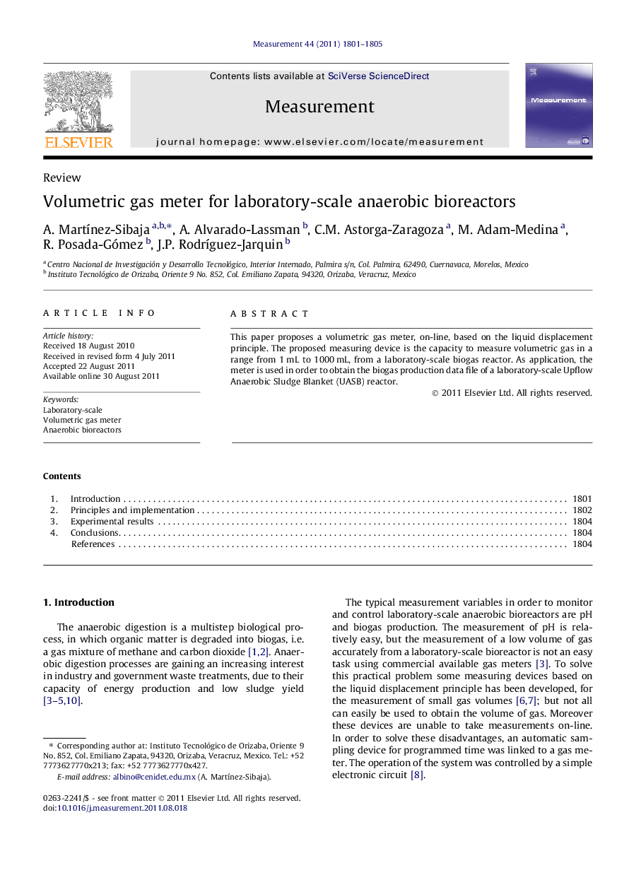 Volumetric gas meter for laboratory-scale anaerobic bioreactors